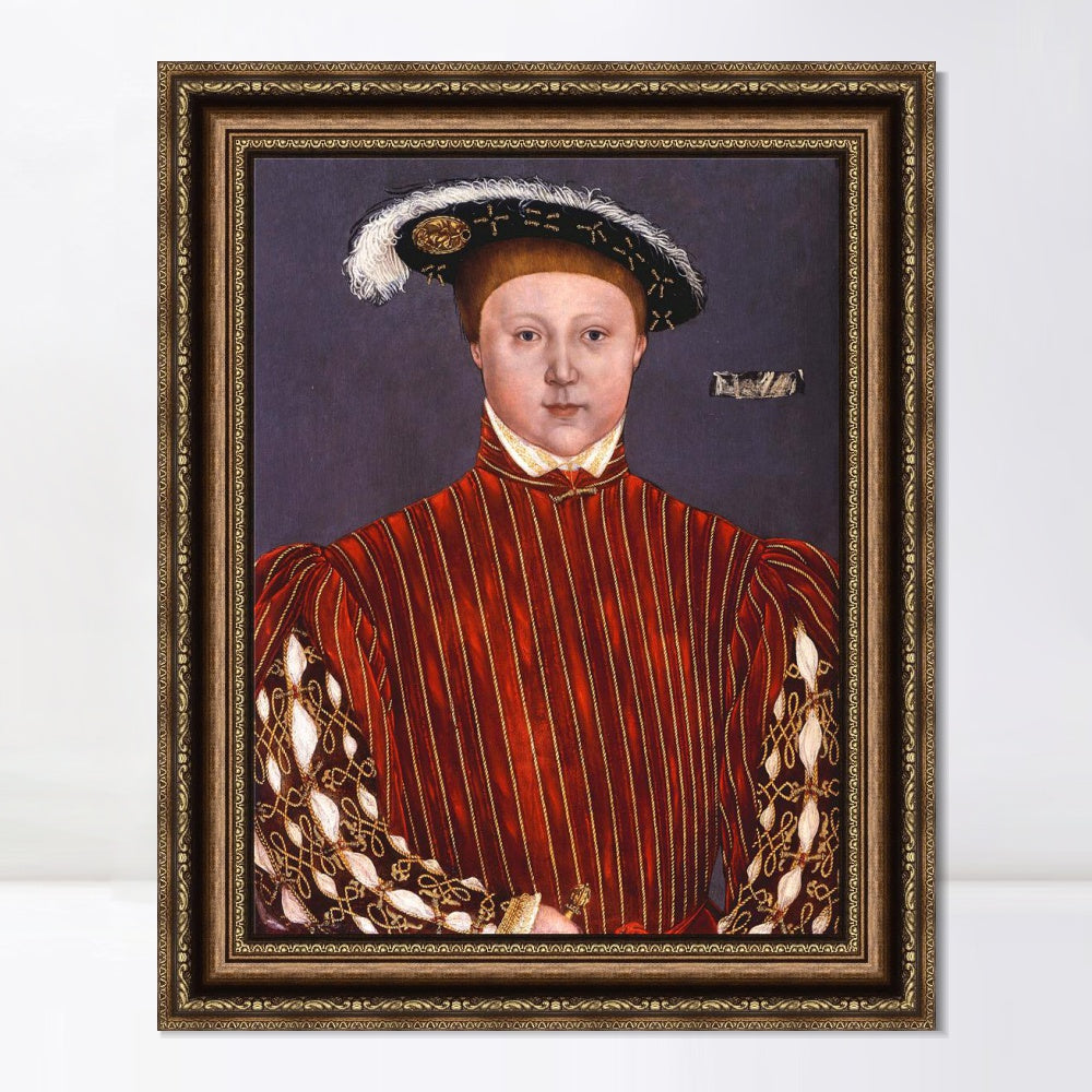 INVIN ART Framed Canvas Art Giclee Print Portrait Of Edward,Prince Of Wales,Later King Edward VI by Hans Holbein the Younger Wall Art