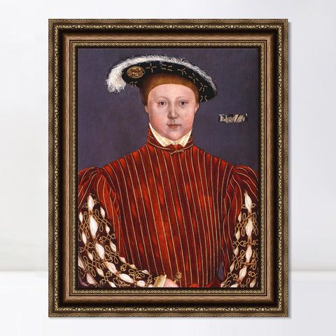 INVIN ART Framed Canvas Art Giclee Print Portrait Of Edward,Prince Of Wales,Later King Edward VI by Hans Holbein the Younger Wall Art Living Room Home Office Decorations