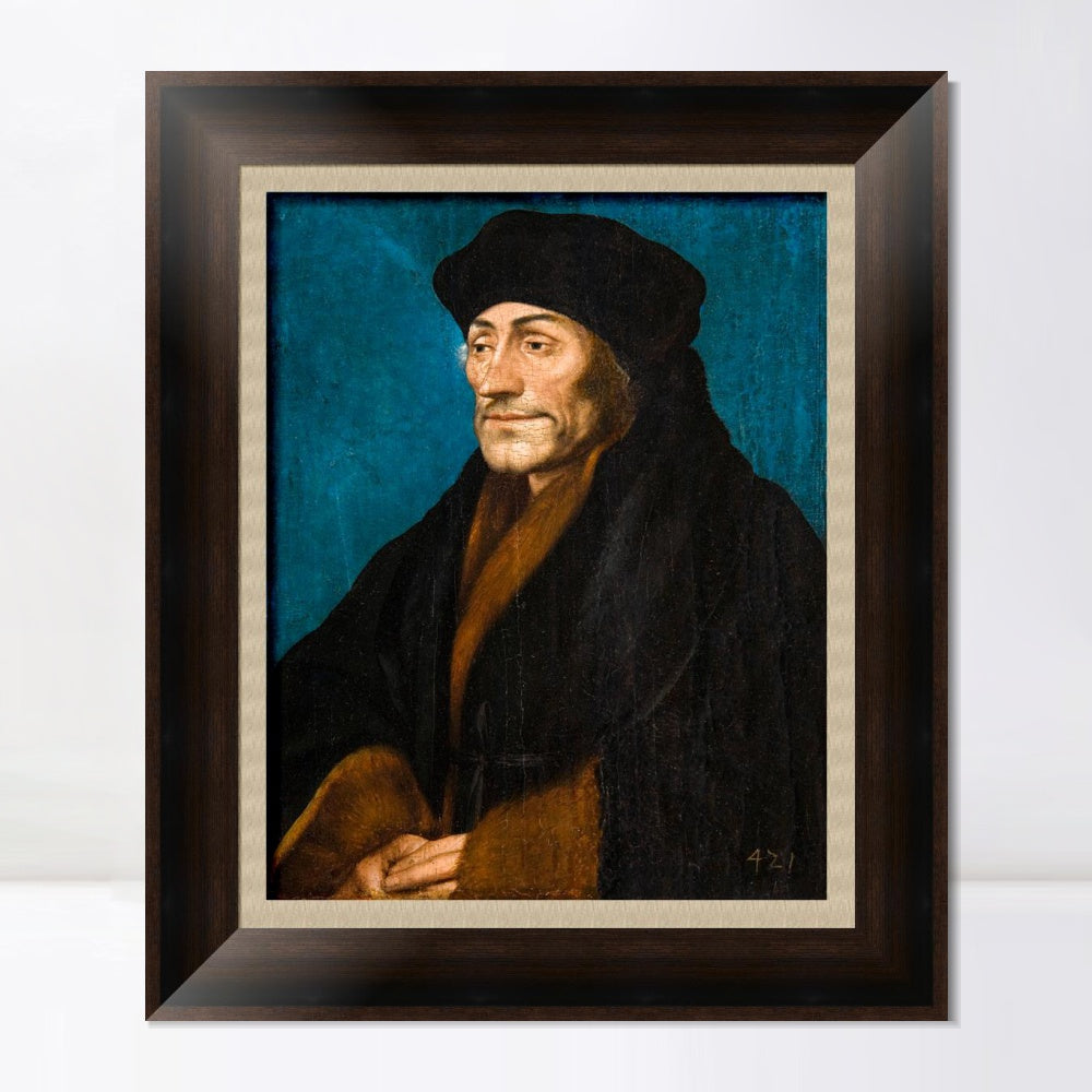 INVIN ART Framed Canvas Art Giclee Print Portrait of Erasmus of Rotterdam by Hans Holbein the Younger Wall Art
