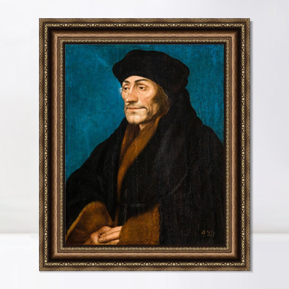 INVIN ART Framed Canvas Art Giclee Print Portrait of Erasmus of Rotterdam by Hans Holbein the Younger Wall Art