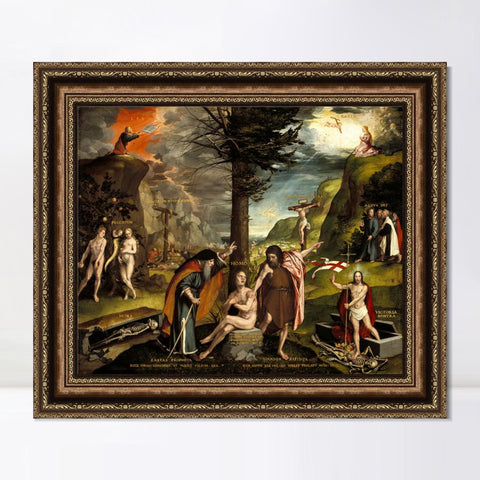 INVIN ART Framed Canvas Art Giclee Print An Allegory of the Old and New Testaments 1530 by Hans Holbein the Younger