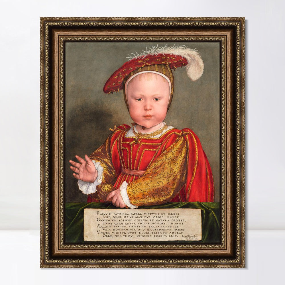 INVIN ART Framed Canvas Art Giclee Print Portrait of Edward VI as a Child by Hans Holbein the Younger Wall Art