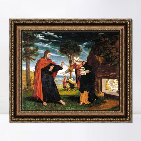 INVIN ART Framed Canvas Art Giclee Print Do not touch me by Hans Holbein the Younger Wall Art Living Room Home Office Decorations