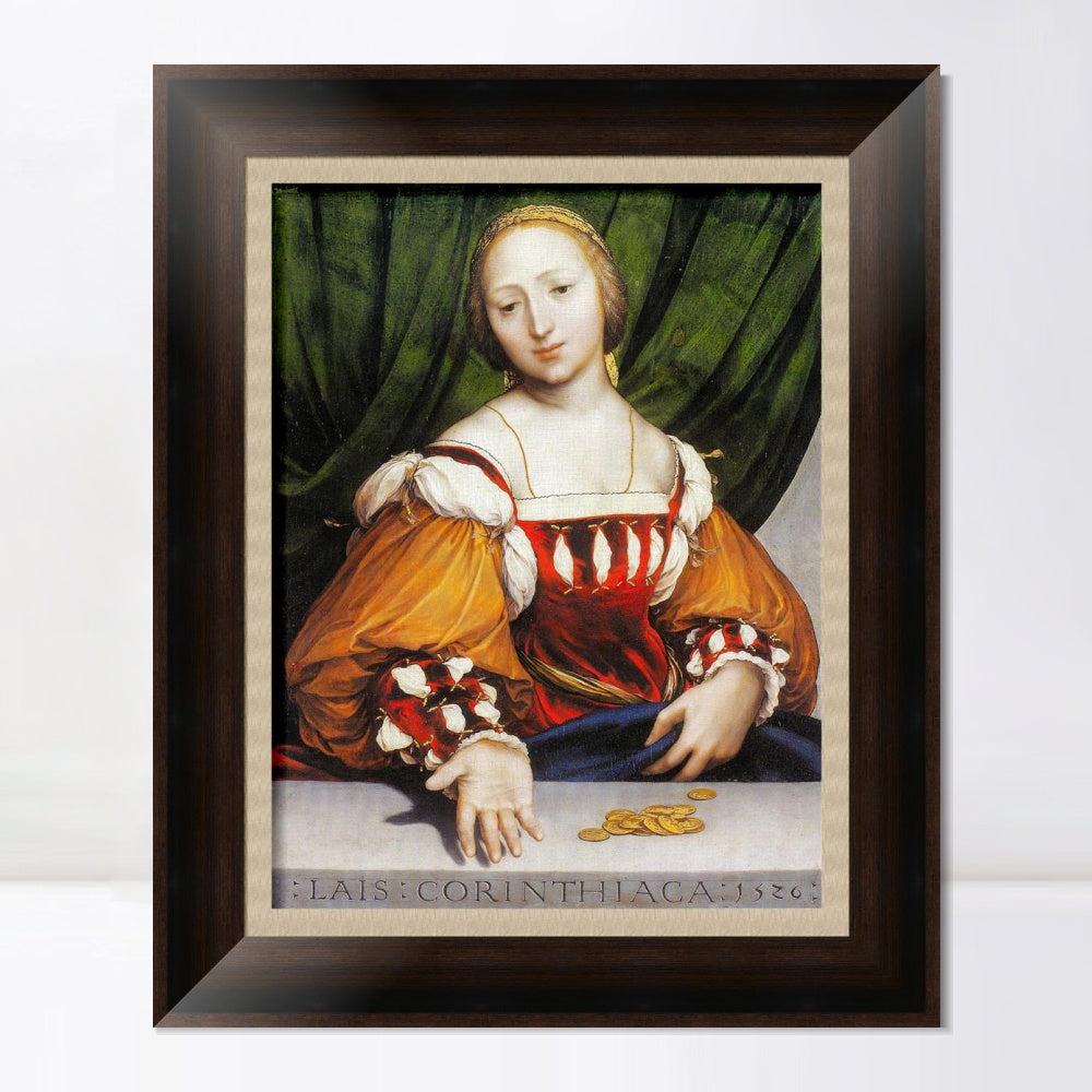 INVIN ART Framed Canvas Art Giclee Print Lais of Corinth by Hans Holbein the Younger Wall Art