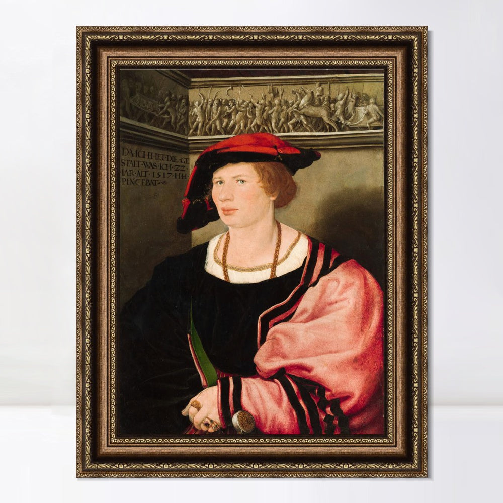 INVIN ART Framed Canvas Art Giclee Print Portrait of Benedikt von Hertenstein by Hans Holbein the Younger Wall Art