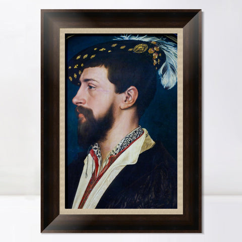 INVIN ART Framed Canvas Art Giclee Print PORTRAIT OF THE ENGLISH ADLIGEN SIR NICHOLAS POYNTZ by Hans Holbein the Younger Wall Art Living Room Home Office Decorations
