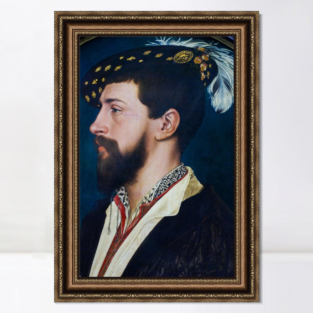 INVIN ART Framed Canvas Art Giclee Print PORTRAIT OF THE ENGLISH ADLIGEN SIR NICHOLAS POYNTZ by Hans Holbein the Younger Wall Art