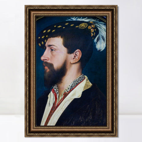 INVIN ART Framed Canvas Art Giclee Print PORTRAIT OF THE ENGLISH ADLIGEN SIR NICHOLAS POYNTZ by Hans Holbein the Younger Wall Art Living Room Home Office Decorations