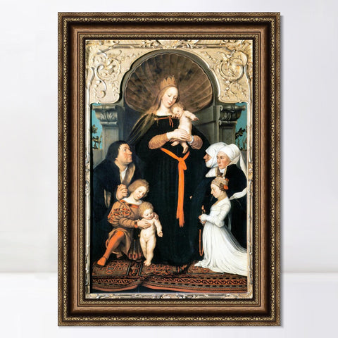 INVIN ART Framed Canvas Art Giclee Print Darmstadt Madonna by Hans Holbein the Younger Wall Art Living Room Home Office Decorations