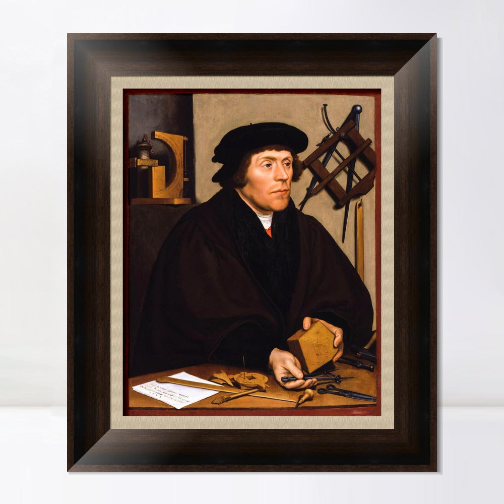 INVIN ART Framed Canvas Art Giclee Print Portrait of Nikolaus Kratzer by Hans Holbein the Younger Wall Art