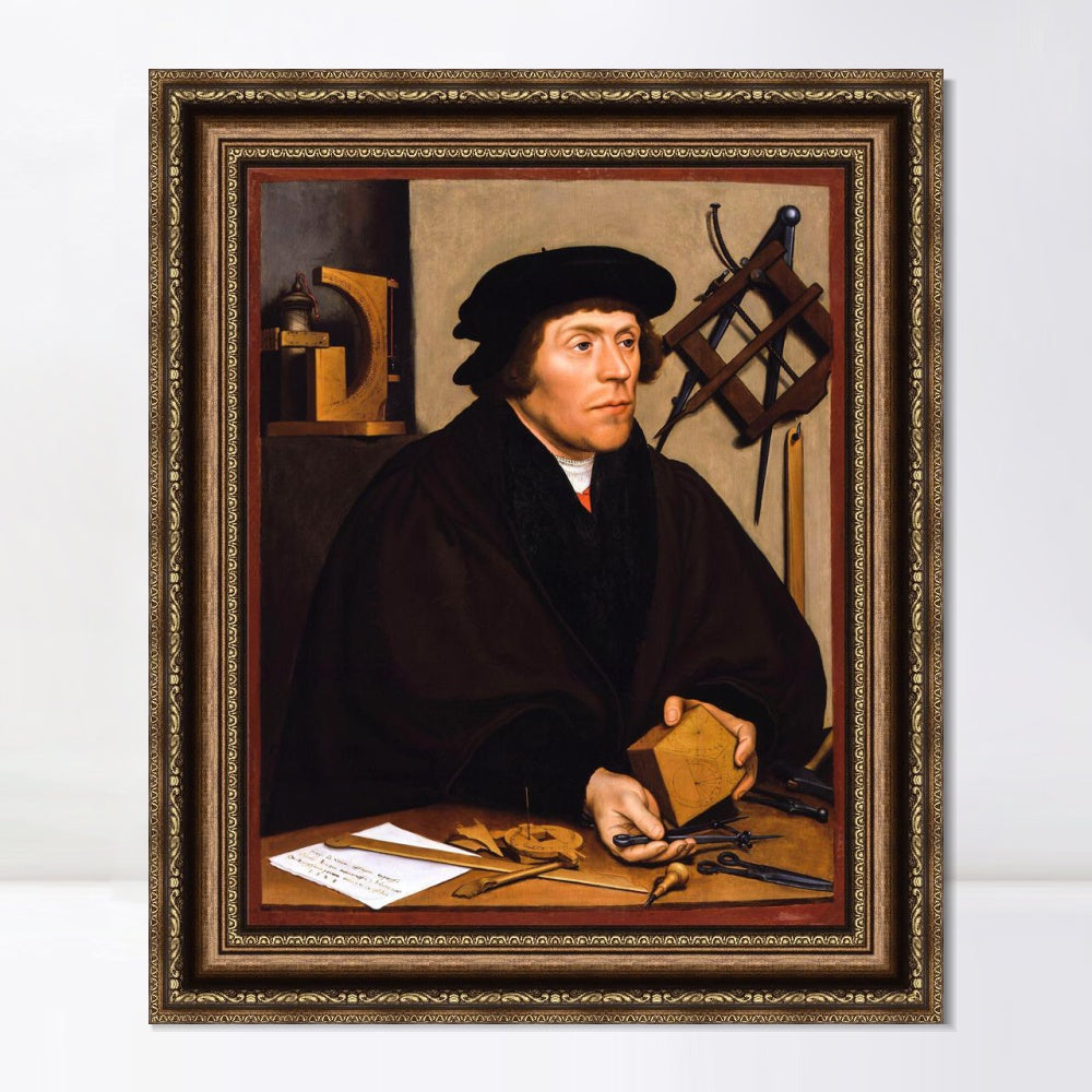 INVIN ART Framed Canvas Art Giclee Print Portrait of Nikolaus Kratzer by Hans Holbein the Younger Wall Art