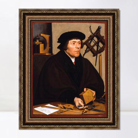INVIN ART Framed Canvas Art Giclee Print Portrait of Nikolaus Kratzer by Hans Holbein the Younger Wall Art Living Room Home Office Decorations