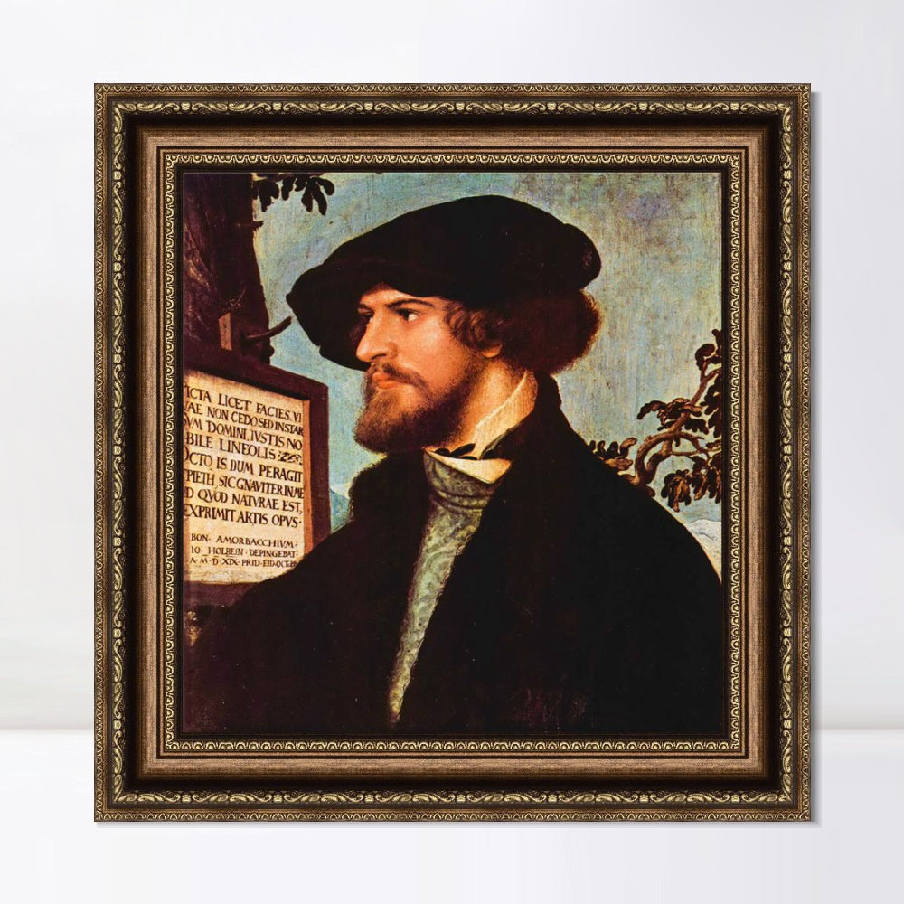 INVIN ART Framed Canvas Art Giclee Print Portrait of Bonifacius Amerbach by Hans Holbein the Younger Wall Art