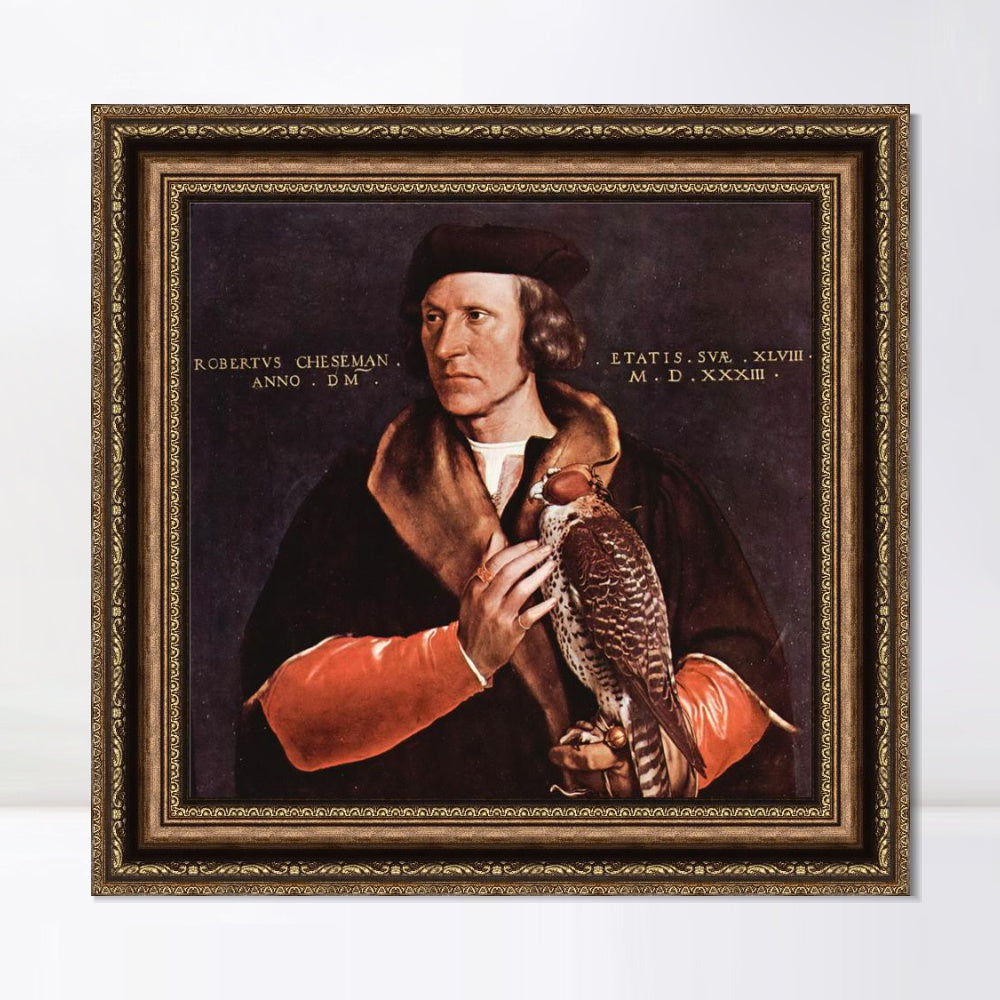 INVIN ART Framed Canvas Art Giclee Print Portrait of Robert Cheseman by Hans Holbein the Younger Wall Art