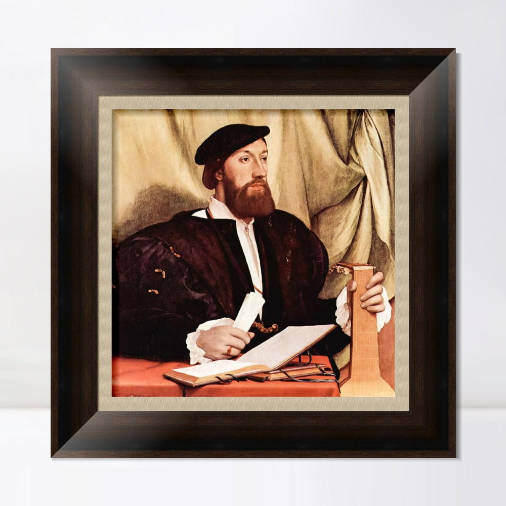 INVIN ART Framed Canvas Art Giclee Print Unknown Gentleman with Music Books and lute by Hans Holbein the Younger Wall Art