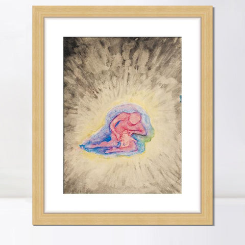 INVIN ART Framed Canvas Giclee Print Art Barnet Och Modern by Hilma Af Klint Wall Art Living Room Home Office Decorations