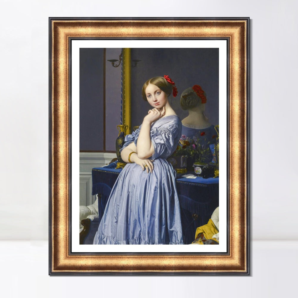 INVIN ART Framed Canvas Art Giclee Print Comtesse d'Haussonville by Jean Auguste Dominique Ingres Wall Art