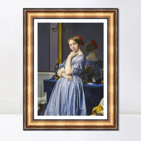 INVIN ART Framed Canvas Art Giclee Print Comtesse d'Haussonville by Jean Auguste Dominique Ingres Wall Art Living Room Home Office Decorations