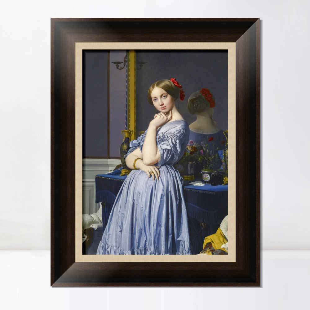 INVIN ART Framed Canvas Art Giclee Print Comtesse d'Haussonville by Jean Auguste Dominique Ingres Wall Art