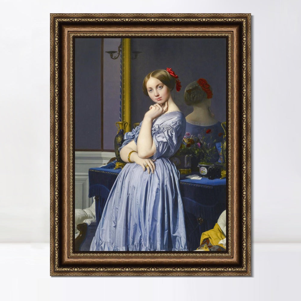 INVIN ART Framed Canvas Art Giclee Print Comtesse d'Haussonville by Jean Auguste Dominique Ingres Wall Art