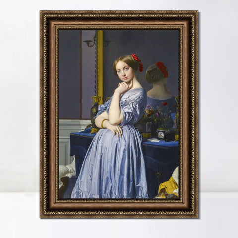 INVIN ART Framed Canvas Art Giclee Print Comtesse d'Haussonville by Jean Auguste Dominique Ingres Wall Art Living Room Home Office Decorations