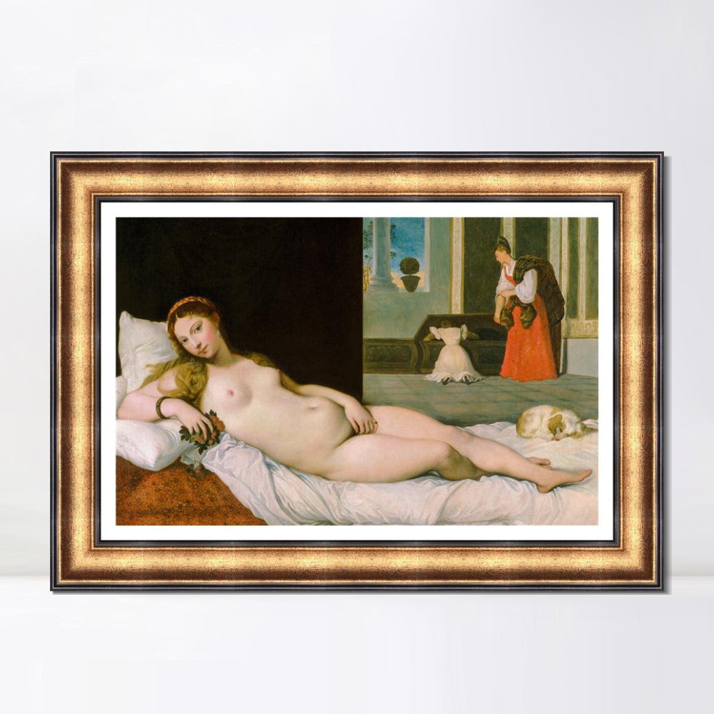 INVIN ART Framed Canvas Art Giclee Print Reclining Venus by Jean Auguste Dominique Ingres Wall Art