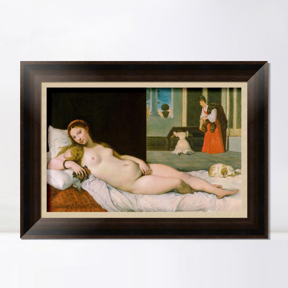 INVIN ART Framed Canvas Art Giclee Print Reclining Venus by Jean Auguste Dominique Ingres Wall Art