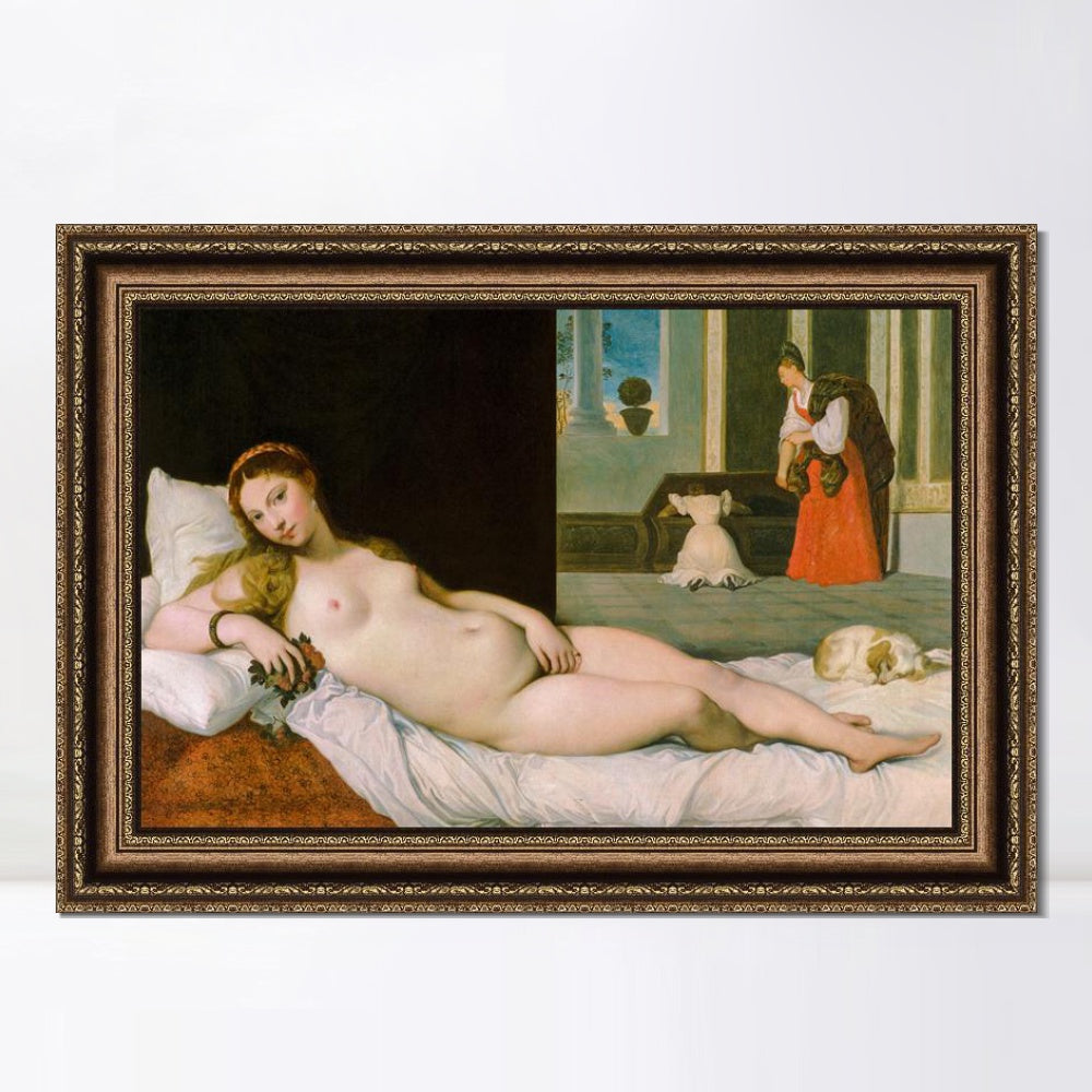 INVIN ART Framed Canvas Art Giclee Print Reclining Venus by Jean Auguste Dominique Ingres Wall Art