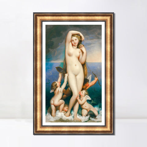 INVIN ART Framed Canvas Art Giclee Print Venus Anadyomene by Jean Auguste Dominique Ingres Wall Art Living Room Home Office Decorations