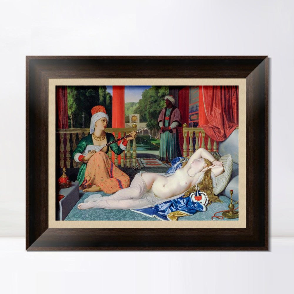 INVIN ART Framed Canvas Art Giclee Print Odalisque with a Slave by Jean Auguste Dominique Ingres Wall Art