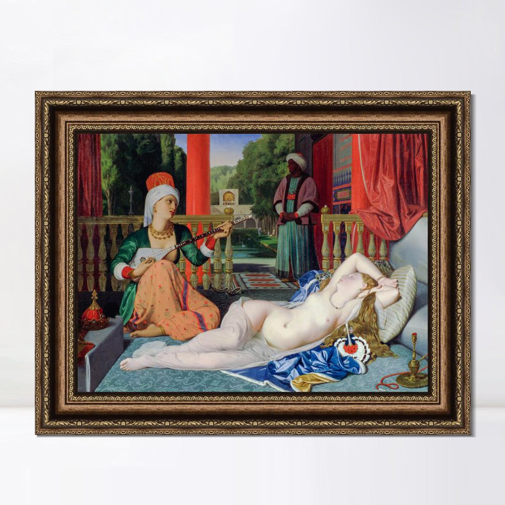 INVIN ART Framed Canvas Art Giclee Print Odalisque with a Slave by Jean Auguste Dominique Ingres Wall Art