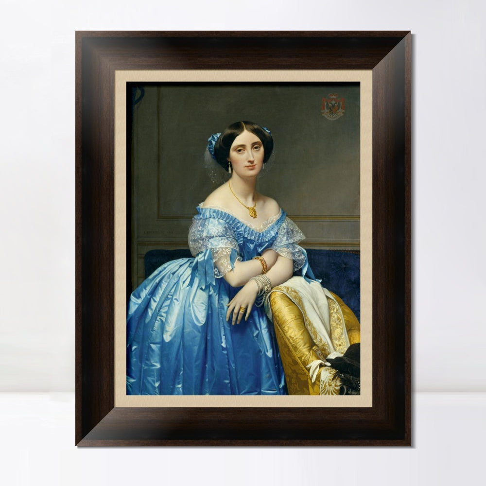 INVIN ART Framed Canvas Art Giclee Print Portrait Of The Princess Albert De Broglie,1853 by Jean Auguste Dominique Ingres Wall Art
