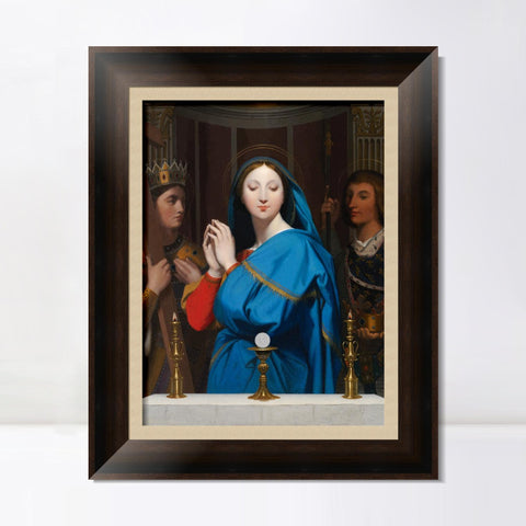 INVIN ART Framed Canvas Art Giclee Print The VIrgin Adoring the Host, 1852 by Jean Auguste Dominique Ingres Wall Art Living Room Home Office Decorations