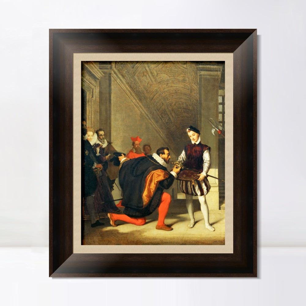 INVIN ART Framed Canvas Art Giclee Print Don Pedro de Toledo kissing the Sword of Henri IV in 1832 by Jean Auguste Dominique Ingres Wall Art