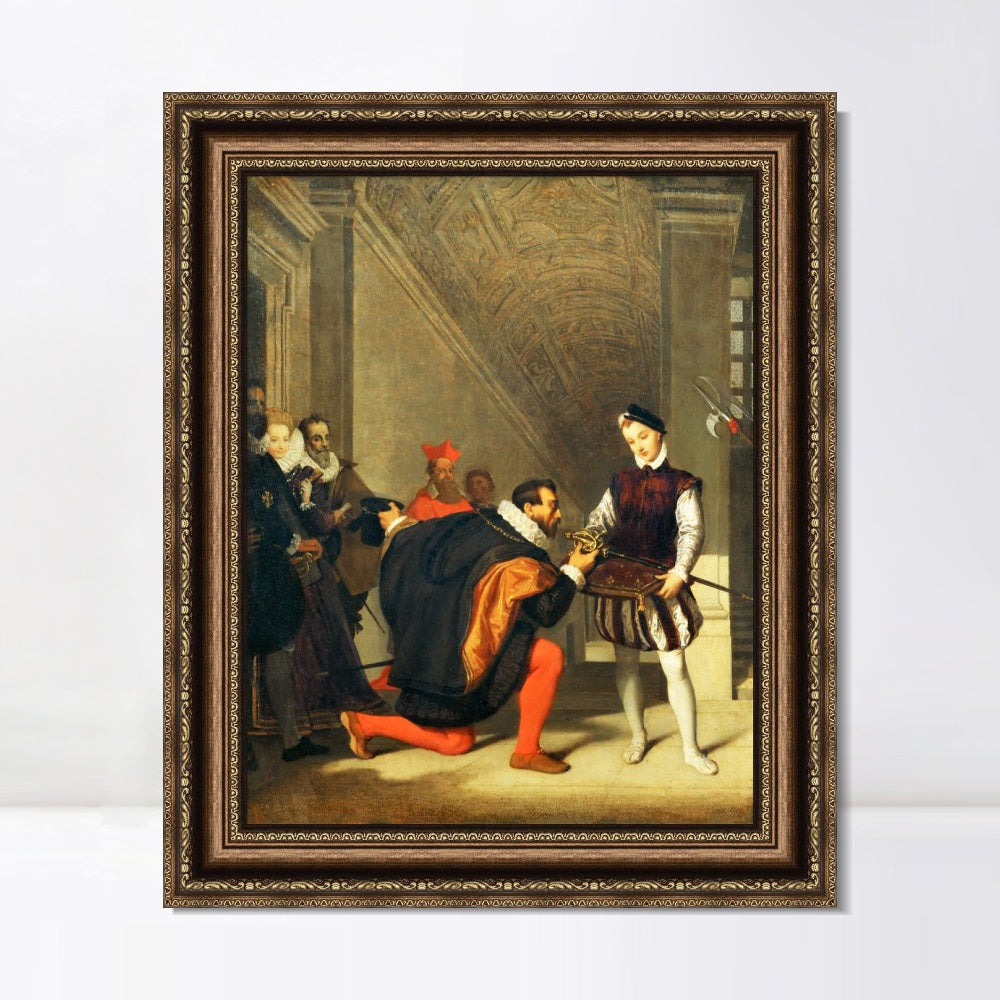 INVIN ART Framed Canvas Art Giclee Print Don Pedro de Toledo kissing the Sword of Henri IV in 1832 by Jean Auguste Dominique Ingres Wall Art