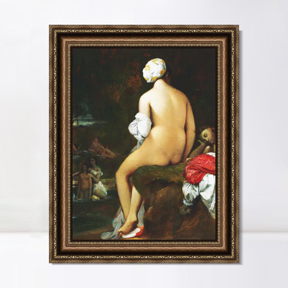 INVIN ART Framed Canvas Art Giclee Print La Grande Baigneuse by Jean Auguste Dominique Ingres Wall Art Living Room Home Office Decorations