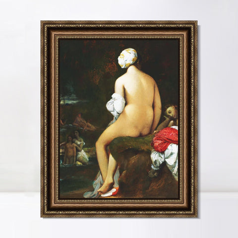 INVIN ART Framed Canvas Art Giclee Print La Grande Baigneuse by Jean Auguste Dominique Ingres Wall Art Living Room Home Office Decorations