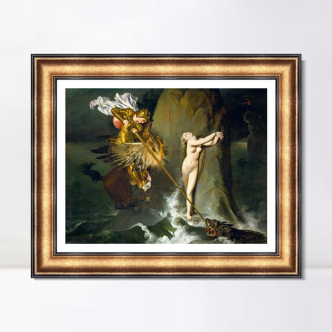 INVIN ART Framed Canvas Art Giclee Print Roger Fress Angelica by Jean Auguste Dominique Ingres Wall Art Living Room Home Office Decorations