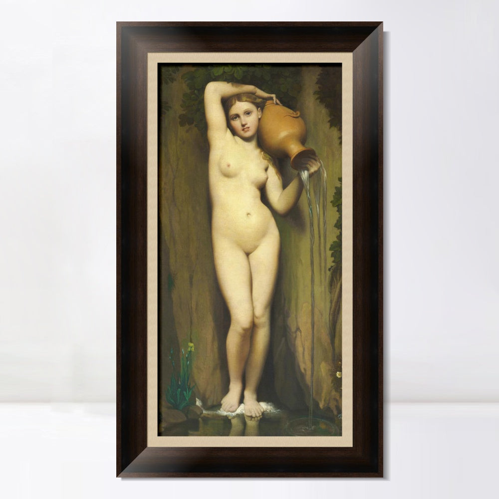 INVIN ART Framed Canvas Art Giclee Print The Source by Jean Auguste Dominique Ingres Wall Art