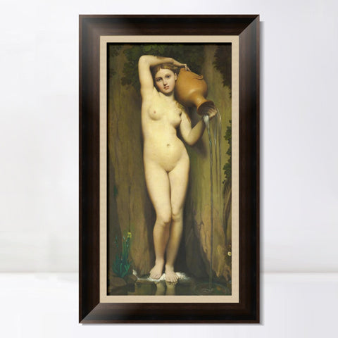 INVIN ART Framed Canvas Art Giclee Print The Source by Jean Auguste Dominique Ingres Wall Art Living Room Home Office Decorations
