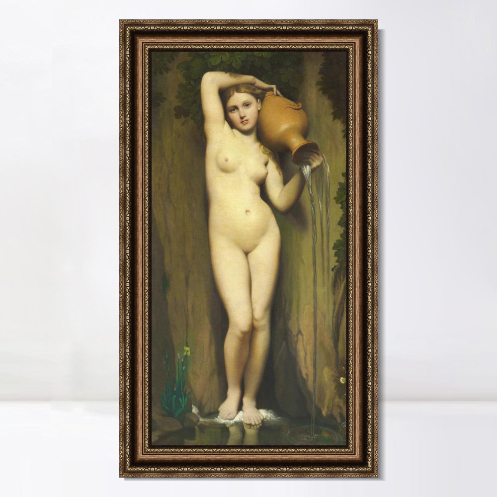 INVIN ART Framed Canvas Art Giclee Print The Source by Jean Auguste Dominique Ingres Wall Art