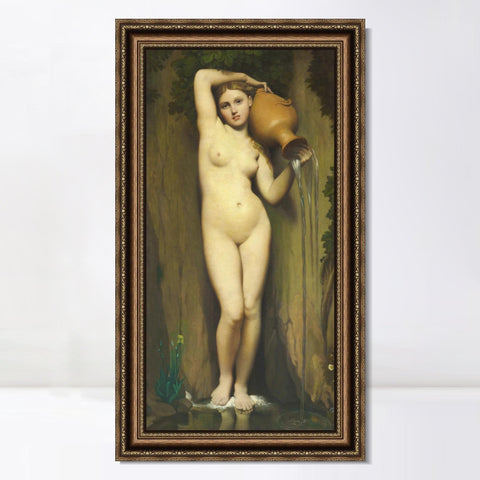 INVIN ART Framed Canvas Art Giclee Print The Source by Jean Auguste Dominique Ingres Wall Art Living Room Home Office Decorations