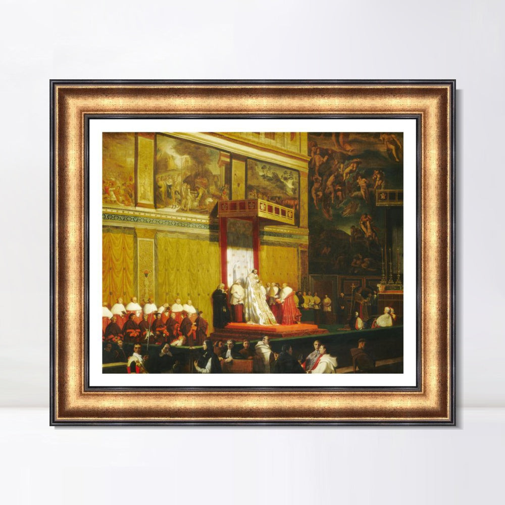 INVIN ART Framed Canvas Art Giclee Print Pope Pius VII in the Sistine Chapel by Jean Auguste Dominique Ingres Wall Art