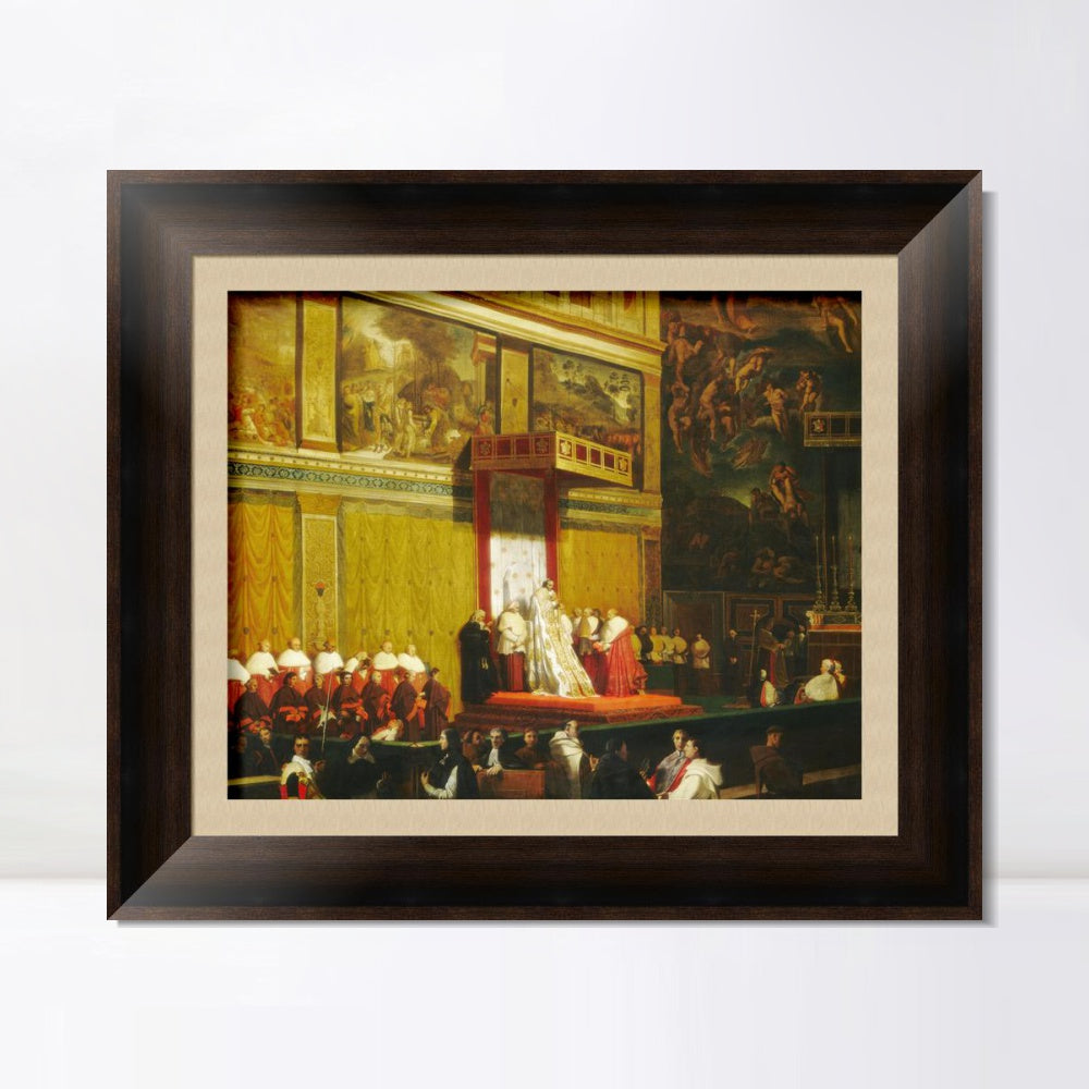 INVIN ART Framed Canvas Art Giclee Print Pope Pius VII in the Sistine Chapel by Jean Auguste Dominique Ingres Wall Art