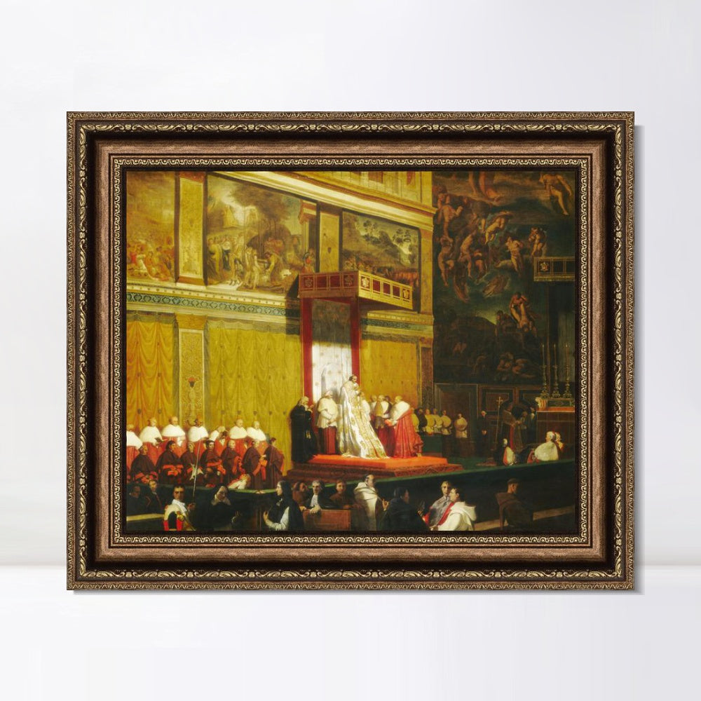 INVIN ART Framed Canvas Art Giclee Print Pope Pius VII in the Sistine Chapel by Jean Auguste Dominique Ingres Wall Art