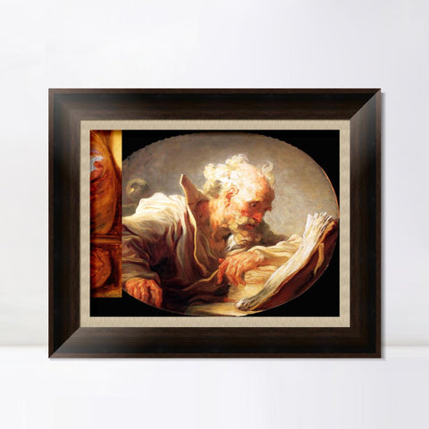 INVIN ART Framed Canvas Art Giclee Print Anagoria Philosopher by Jean Honore Fragonard Wall Art Living Room Home Office Decorations