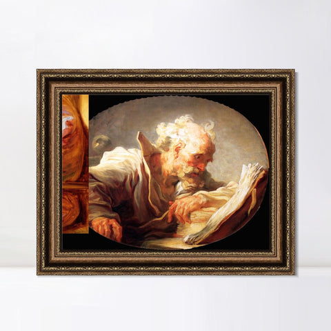 INVIN ART Framed Canvas Art Giclee Print Anagoria Philosopher by Jean Honore Fragonard Wall Art Living Room Home Office Decorations