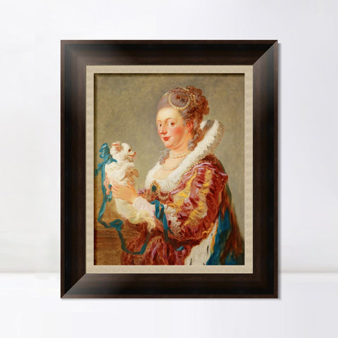 INVIN ART Framed Canvas Art Giclee Print A Woman with a Dog by Jean Honore Fragonard Wall Art Living Room Home Office Decorations