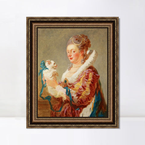 INVIN ART Framed Canvas Art Giclee Print A Woman with a Dog by Jean Honore Fragonard Wall Art Living Room Home Office Decorations