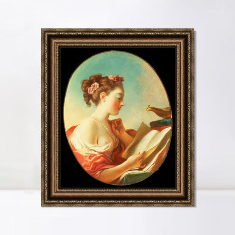 INVIN ART Framed Canvas Art Giclee Print Allegory of Vigilance by Jean Honore Fragonard Wall Art Living Room Home Office Decorations